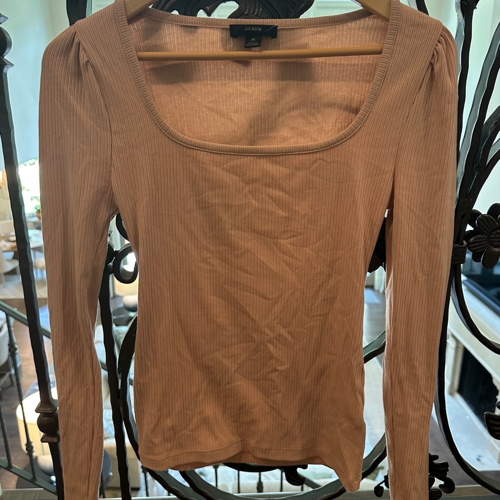 J. Crew Women's Ribbed Long Sleeve Top - tanish pink